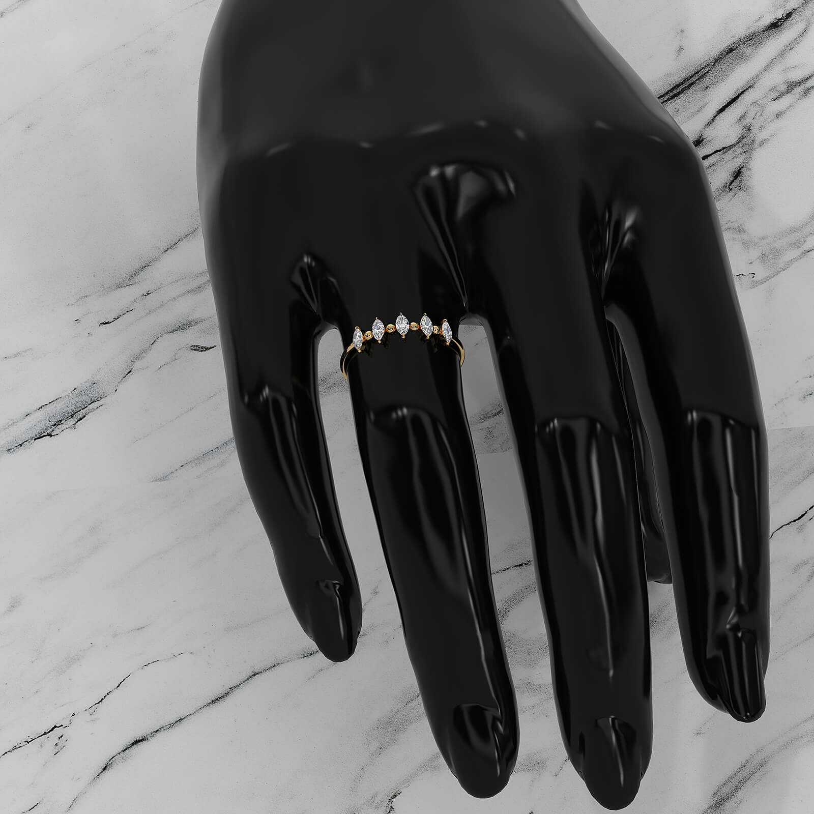 Prong Set Marquise Shape Lab Diamond Designer Ring 0.26ctw.